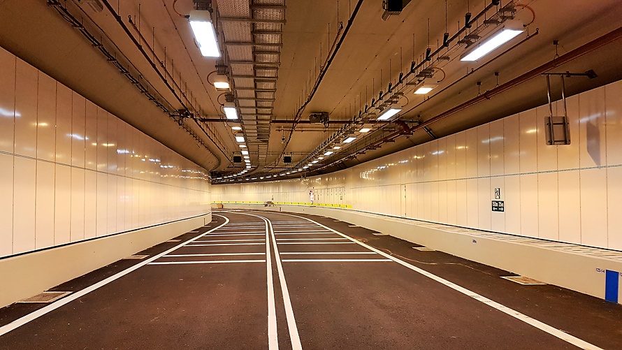 TECO Enamel Wall Panels in Sentosa Gateway Tunnel, Singapore.